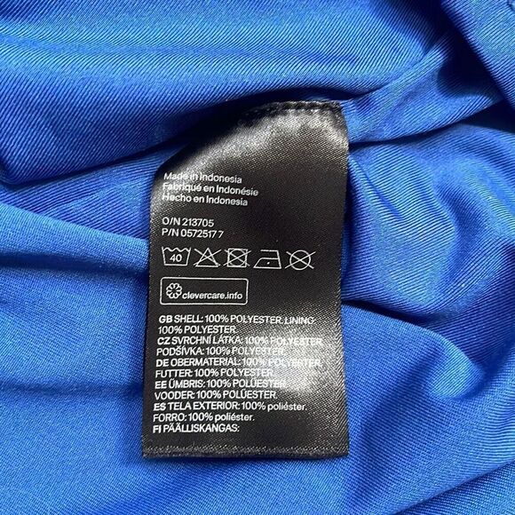 H&M Blue Floral Asymmetrical Midi Dress Size 12 Long Sleeve Drawstring Waist - Picture 6 of 6